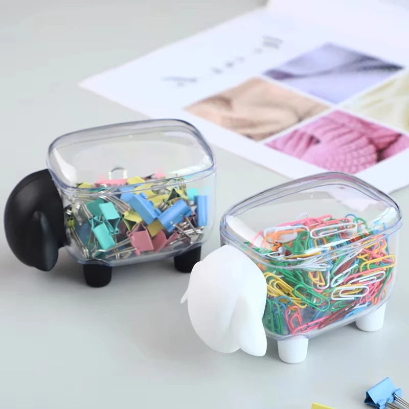 Sheep Storage Box Creative Mini Plastic Container Cotton Swab Storage Jewelry Box Household Dust-Proof Desktop Makeup Organizer