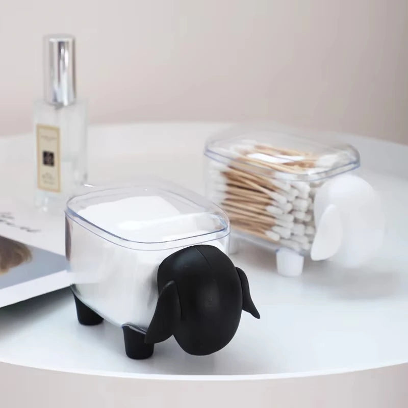 Sheep Storage Box Creative Mini Plastic Container Cotton Swab Storage Jewelry Box Household Dust-Proof Desktop Makeup Organizer