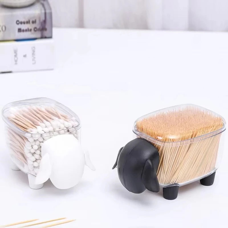 Sheep Storage Box Creative Mini Plastic Container Cotton Swab Storage Jewelry Box Household Dust-Proof Desktop Makeup Organizer