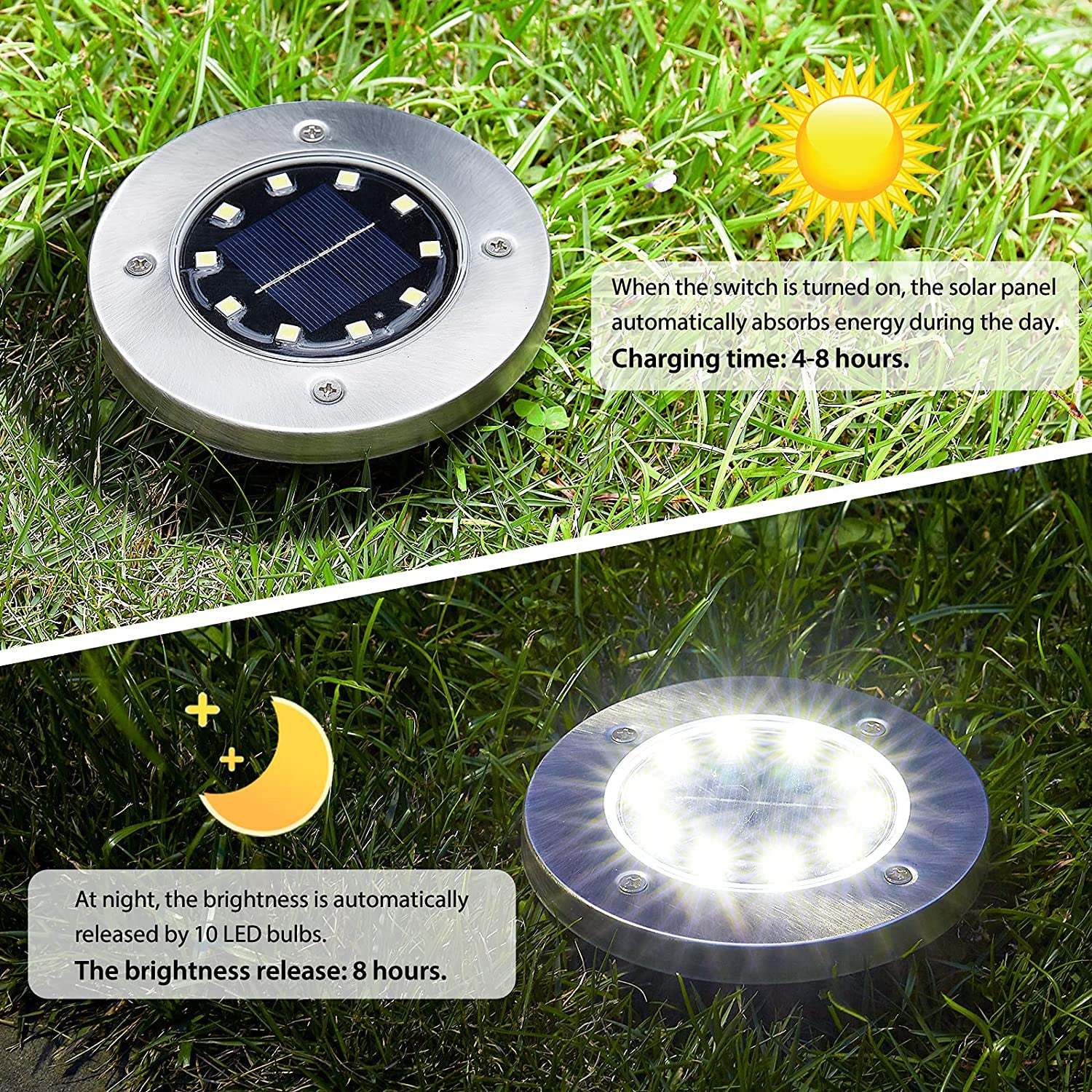 Luces Solares De Suelo, 10 Luces Led Solares Para Jardin Mejoradas Pasarela ...