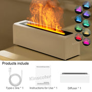 Essential Oil Aroma Diffuser Flame Air Humidifier Ultrasonic Cool Mist Difusor with RGB Realistic Fire Night Light