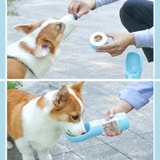 Outdoor Dog Water Bottle Dispenser - Leak Proof Pet Bottle for Dogs on the Go with Food Container Multifunctional Travel Dog Water Bottle（Blue）