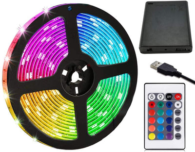 Tiras De Luces Led Con Bateria, 6.5 Pies / 2M Tira De Luces Led Rgb Smd5050