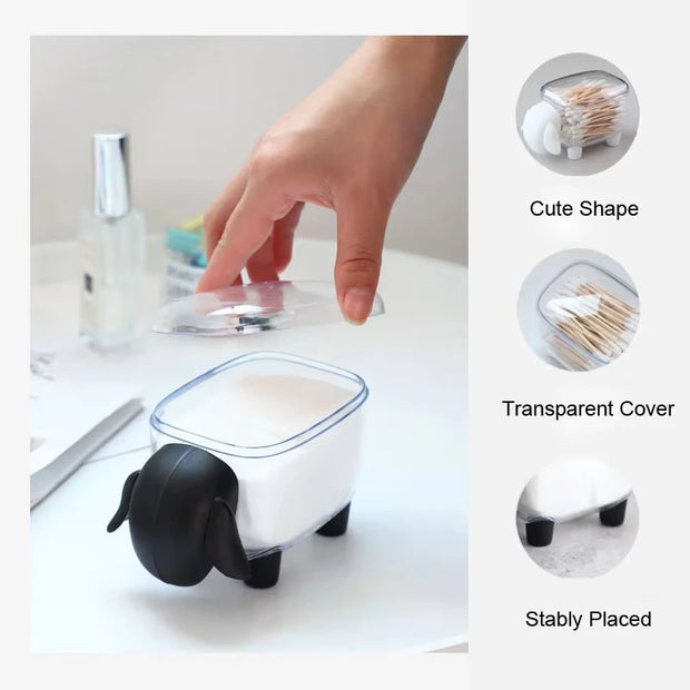 Sheep Storage Box Creative Mini Plastic Container Cotton Swab Storage Jewelry Box Household Dust-Proof Desktop Makeup Organizer
