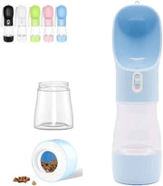 Outdoor Dog Water Bottle Dispenser - Leak Proof Pet Bottle for Dogs on the Go with Food Container Multifunctional Travel Dog Water Bottle（Blue）