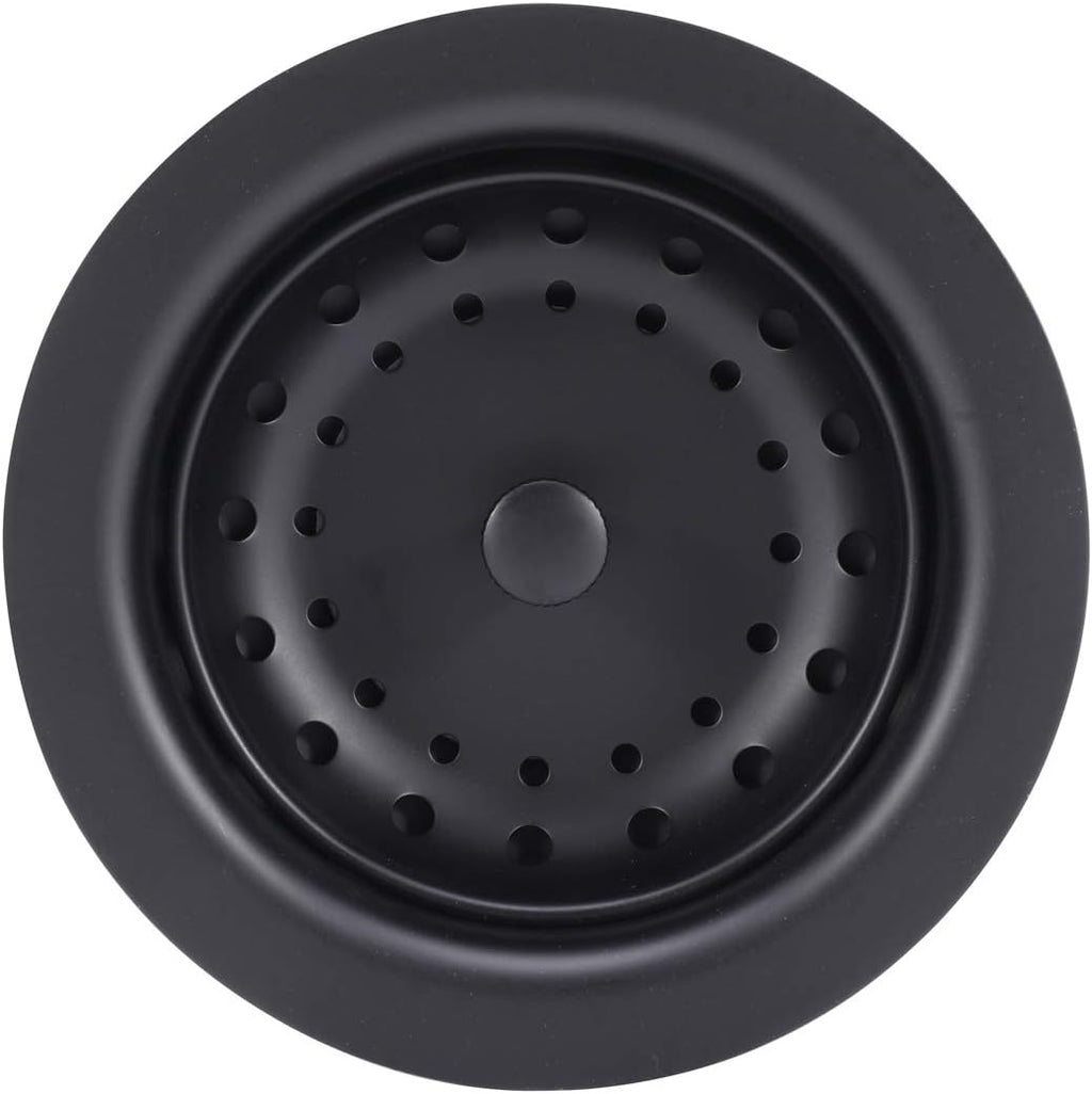 3-1/2 Inch Kitchen Sink Stainless Steel Basket Strainer Water Stopper with Drain Assembly, Black Finish Rustproof and Durable